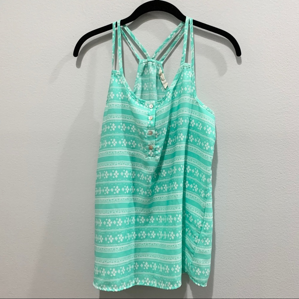 Teal & White Sleeveless blouse Size Small